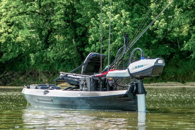Bixpy N-3 motor on a small watercraft set to go fishing