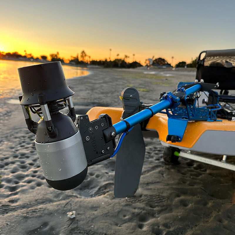 K-1 Bixpy Motor fixed to a Power Pole with 3M Double Sided VHB Power Pole Mounting Adhesive on the beach