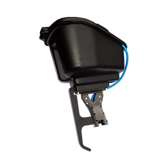 DIY ThruHull POD Adapter for Bixpy J-1 Motors shown with black motor housing and blue waterproof cable for internal kayak installations.