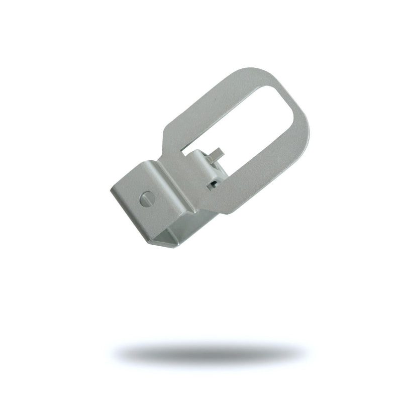 Small light grey Bixpy clamp with a rectangular loop and a visible screw, on a white background.