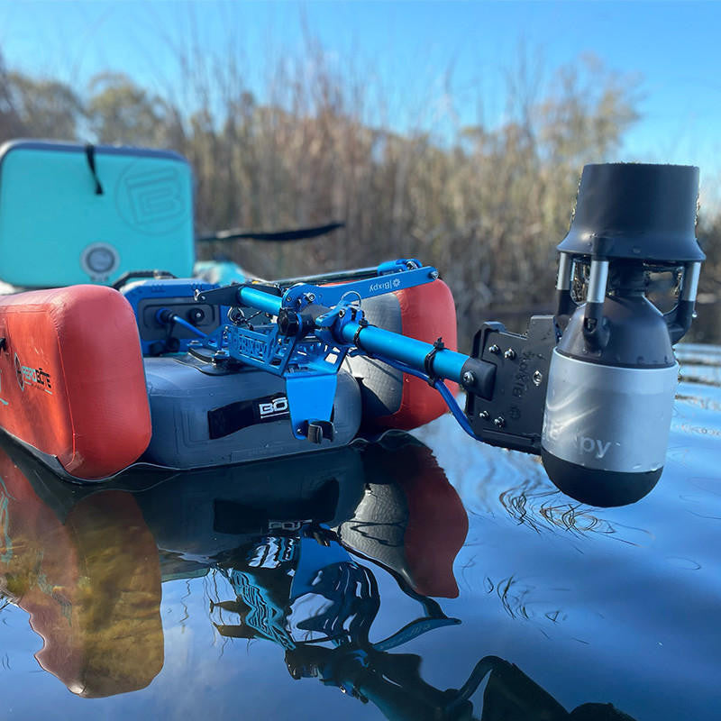 Bixpy Jet Motor Attached to an Inflatable Kayak or Boat.