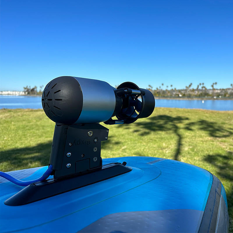 Bixpy Jet Motor Attached to a Paddleboard.