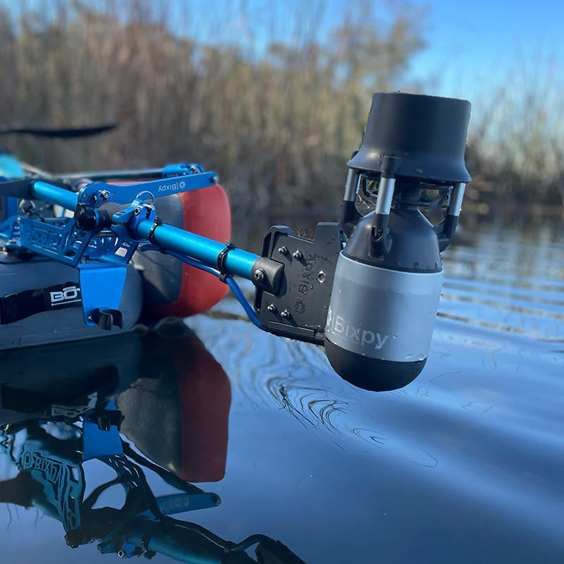 Bixpy Jet Motor Attached to an Inflatable Kayak or Boat.