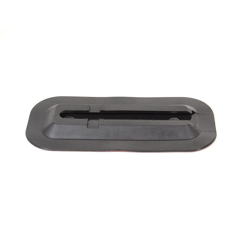 Black Bixpy elongated adhesive mounting base with a recessed fin box channel on a white background.
