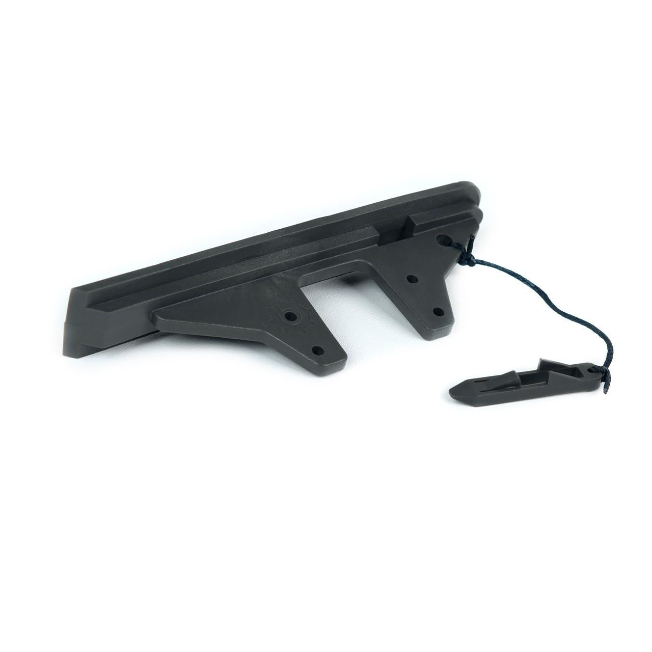 Bixpy Slide and Lock Fin Adapter with two upward arms and a black cord, on a white background.