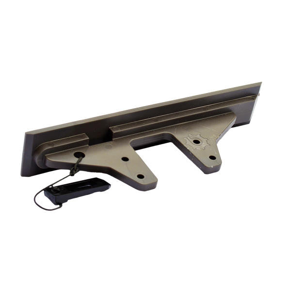 Close-up of the SUP - Paddleboard Adapter with Slide & Lock Fin system for J-1 Motors by Bixpy, shown from a side angle.