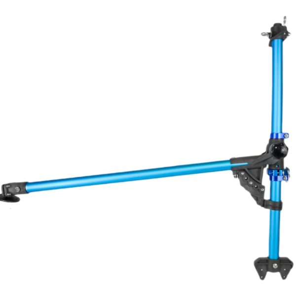 Blue and black Bixpy Universal Kayak Adapter frame with adjustable poles and connecting brackets.