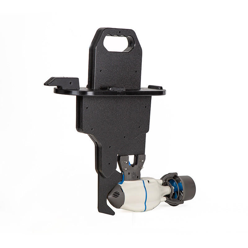 Angled view of BOTE Apex Pedal Drive Adapter for Bixpy J-2 Motors with motor attached, shown on white background.
