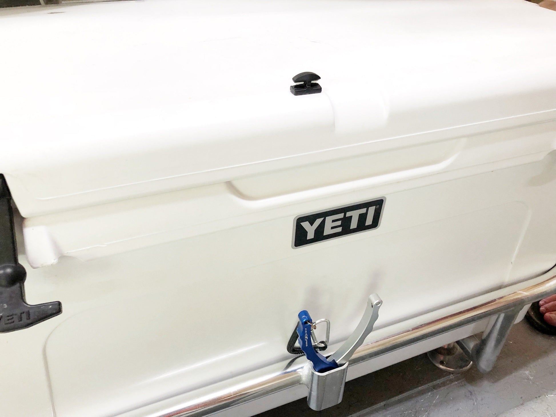 Line Cutterz Ceramic Blade Peel & Stick Flat Mount being used to cut a line around a lure