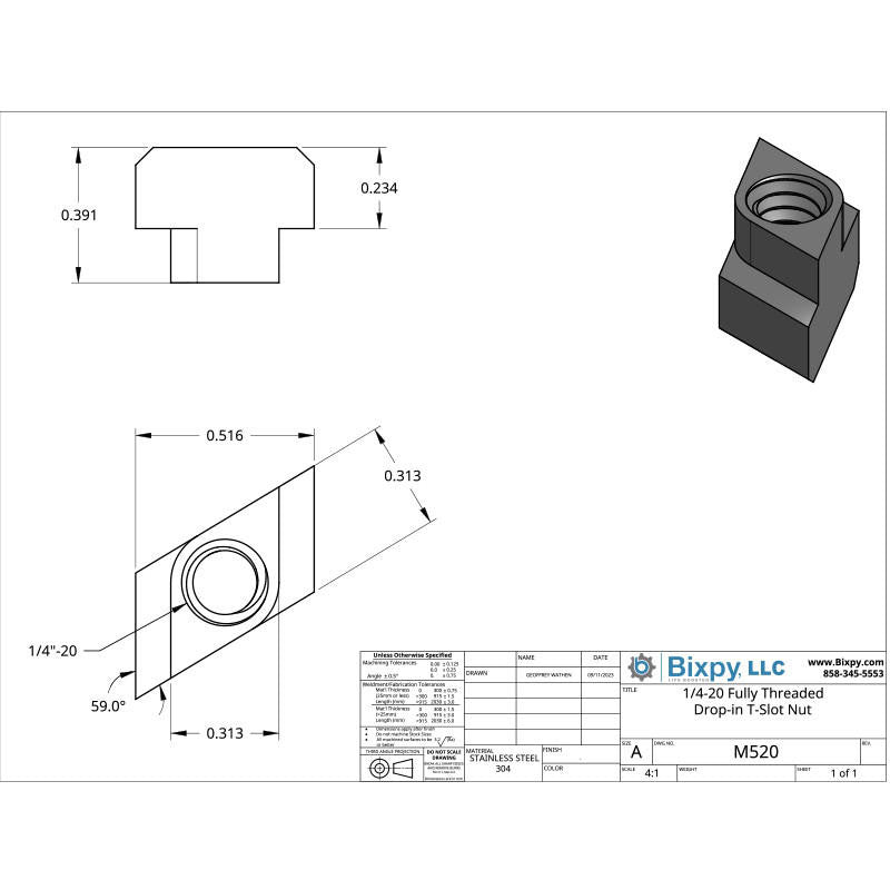 Drop & Lock T-Track Accessory Bolt (PP-768 Batteries)