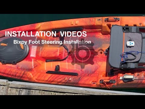 Video demonstrating the installation and testing of a Bixpy foot pedal steering system on a sit-on-top kayak.