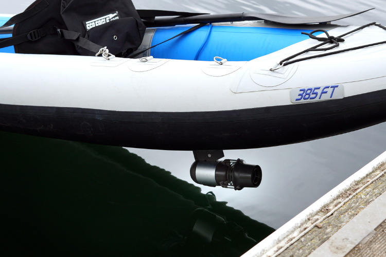 Bixpy electric outboard motor on a personal watercraft