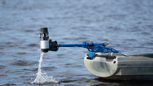 bixpy k-1 motor on a kayak on the water