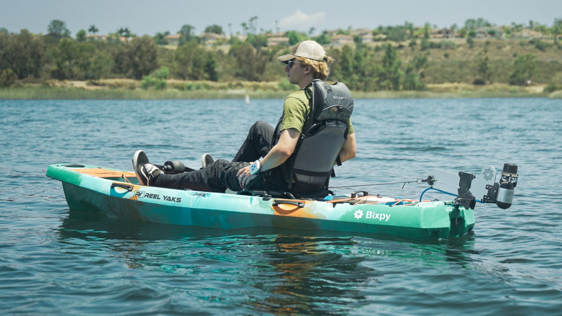 man in reel yaks with Bixpy k-1 mounted on the back