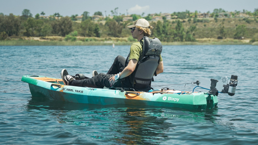 man in reel yaks with Bixpy k-1 mounted on the back