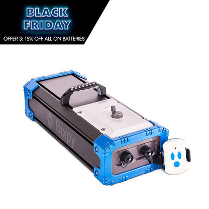 Bixpy 768 BATTERY  branding on a white background, featuring a Black Friday promotion.