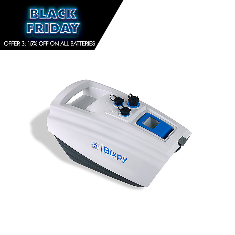 Bixpy NB-1440 BATTERY  with 'Black Friday' offer text on a white background