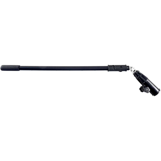 Long black tiller handle with a textured grip and motor connection mechanism, on a white background.