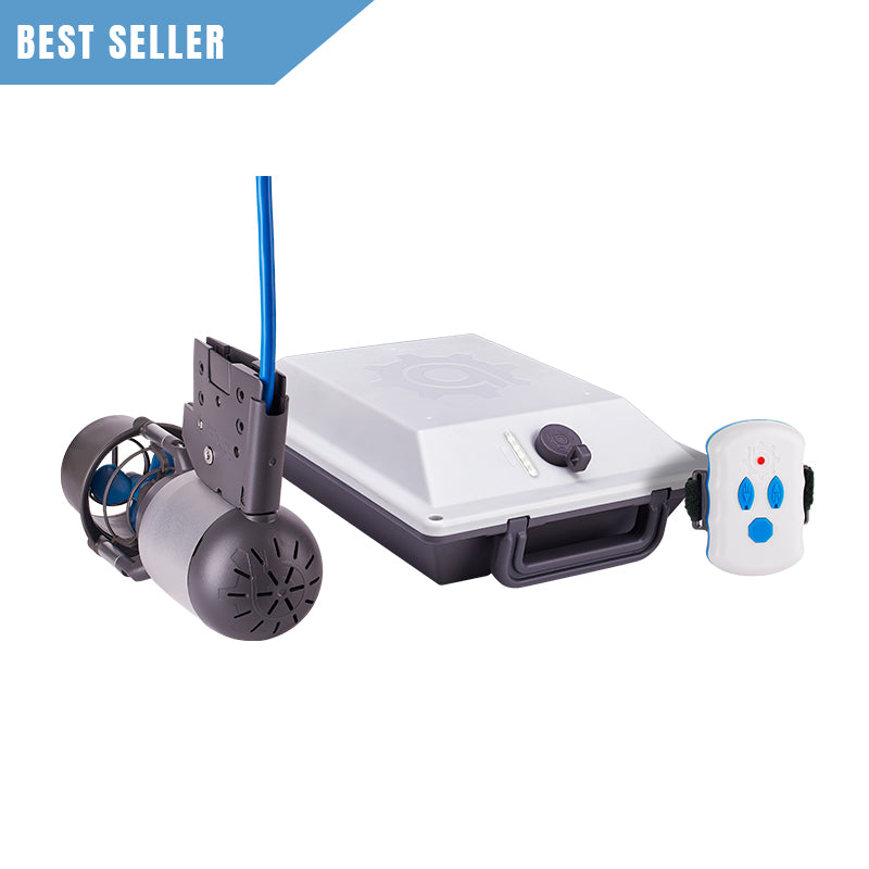 ELECTRIC OUTBOARD KIT  with remote control on a white background, labeled as a best seller.