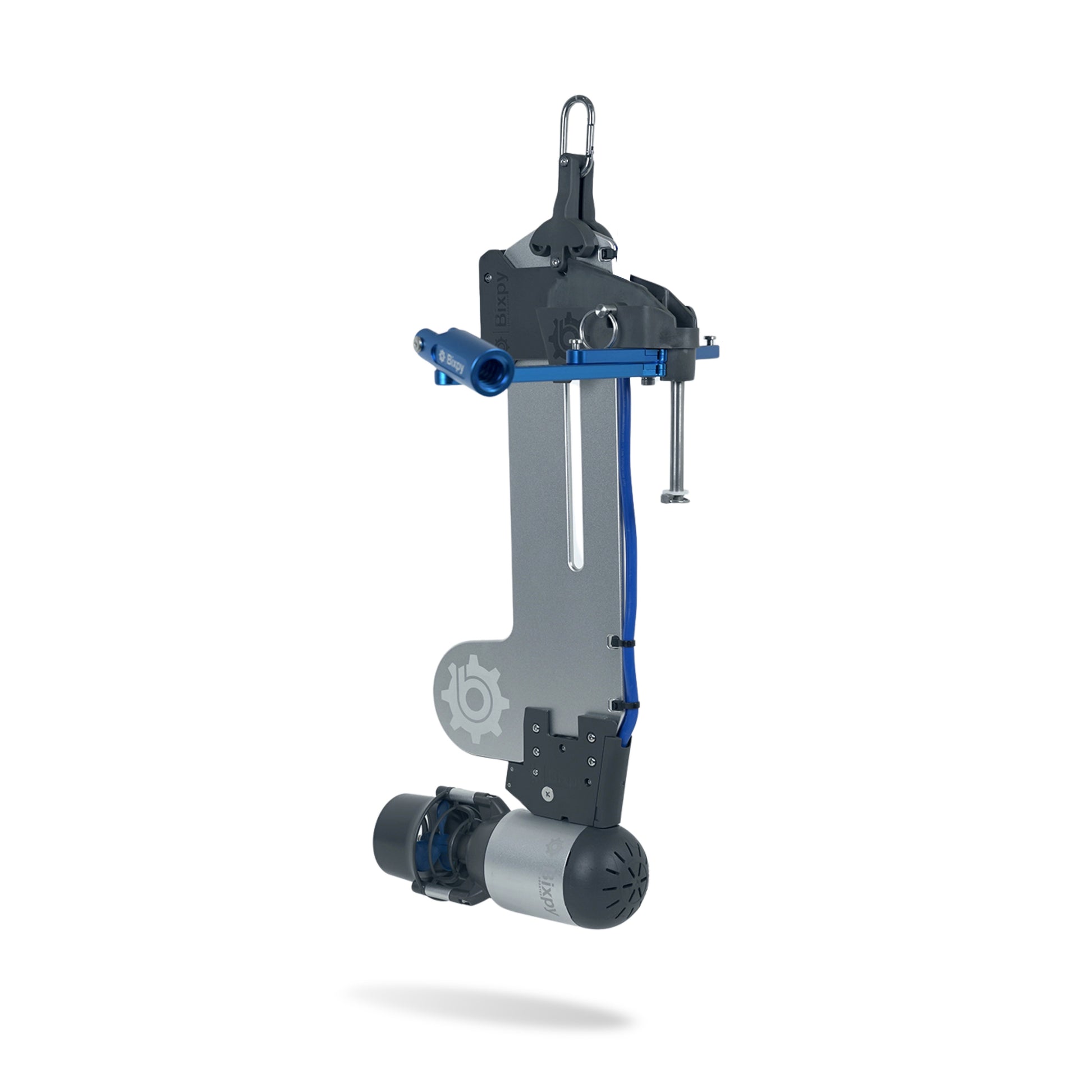 bixpy versa rudder  with gray and blue components on a white background