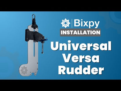Video demonstrating the installation of the Bixpy Universal Versa Rudder Adapter onto kayaks, showcasing V-arm and pole steering options, and highlighting its features.
