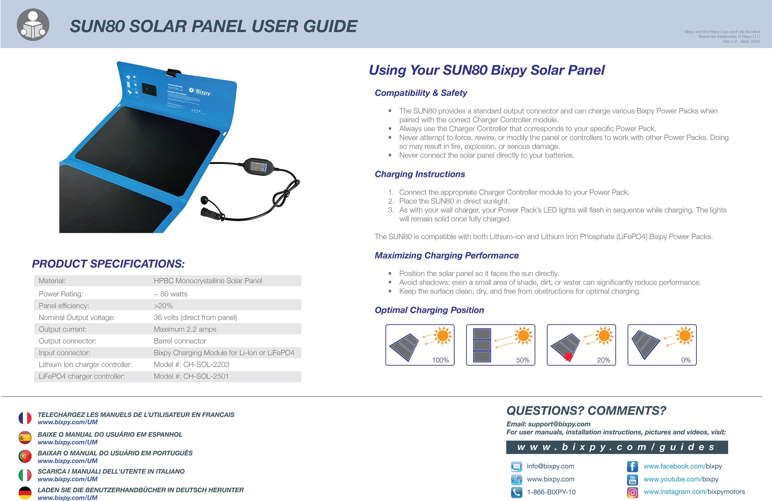 Bixpy SUN80 Waterproof Solar Panel V2 - Bixpy – Bixpy Motors