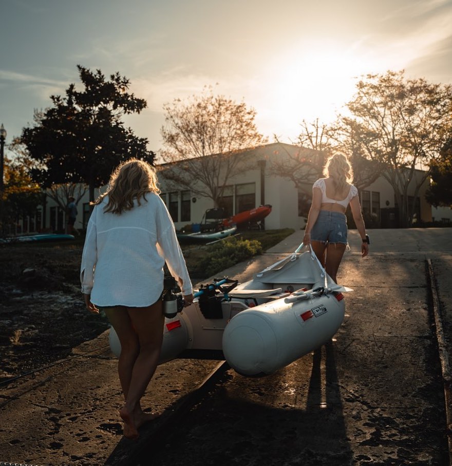 Mom and daughter hauling watercraft powered with a Bixpy motor
